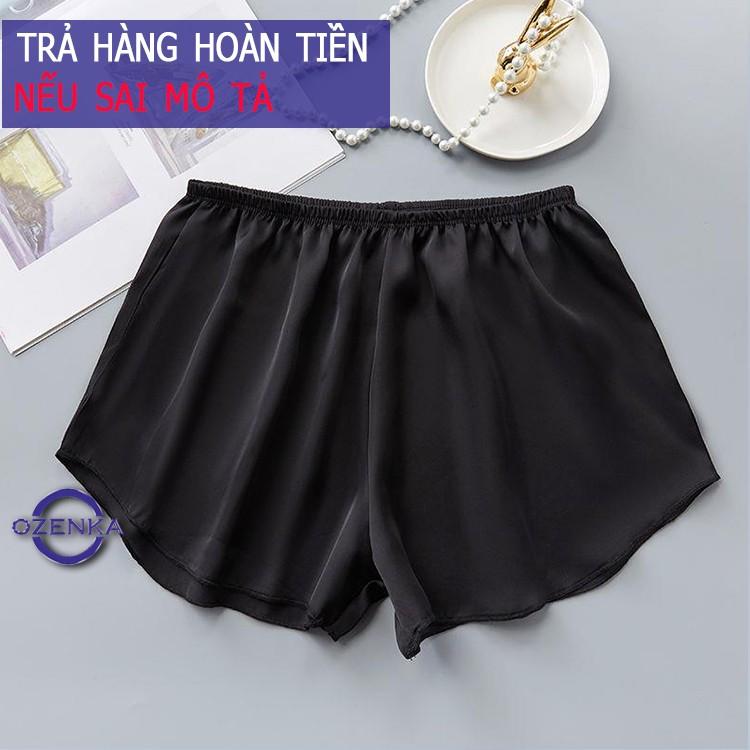 Quần short nữ mặc trong váy , quần sooc đùi lụa đẹp ngắn mặc nhà siêu mát màu đen da size dưới 55 kg