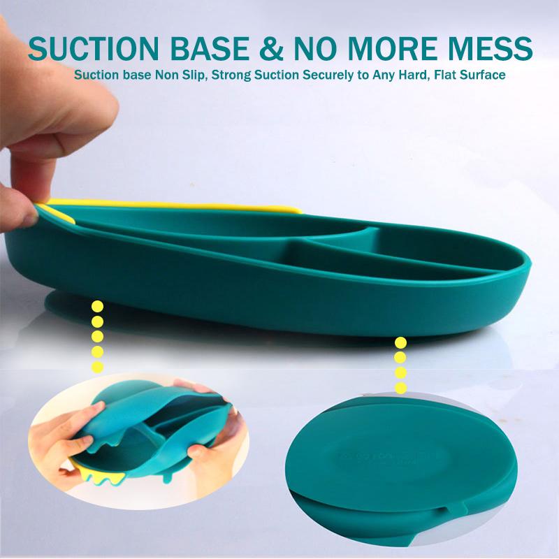 Silibaby Silicone Cho Bé Hút Bát Trẻ Em Bổ Sung Thực Phẩm Bát Di Động Silicone Chia Đĩa Tập Bé Bộ Đồ Ăn