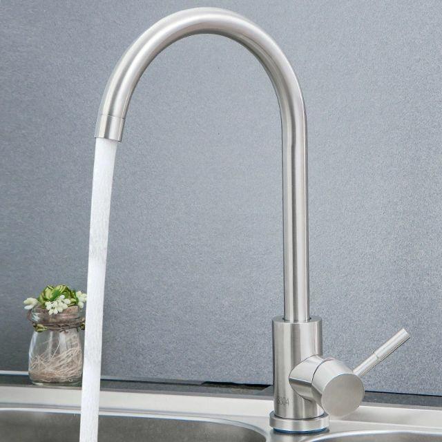 Vòi rửa bát nóng lạnh Inox 304 gắn chậu tặng kèm 2 dây cấp