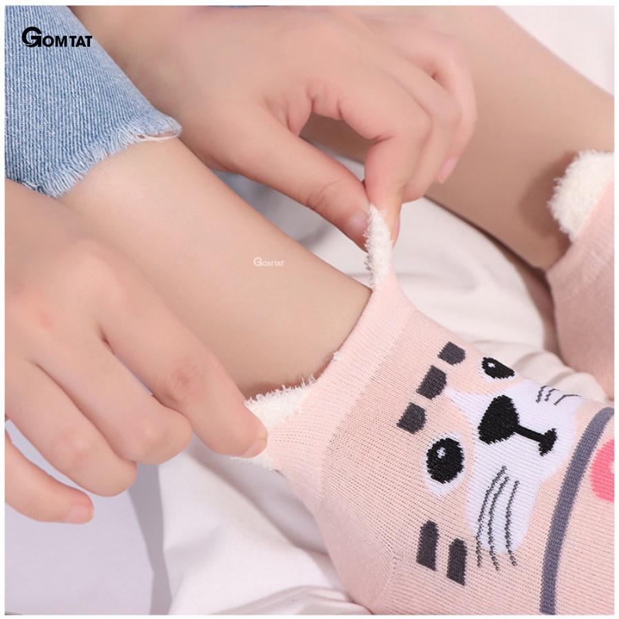 Tất Nữ Cổ Ngắn Tai Gấu Combo 5 Đôi, Vớ Nữ Cổ Ngắn Cotton dễ thương nhiều màu phong cách Hàn Quốc - LISU-TAIGAU-03