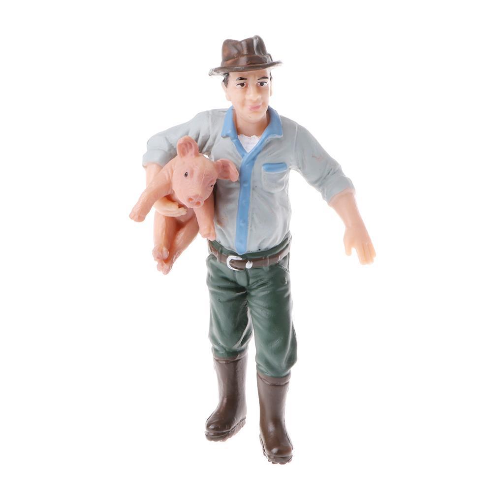 2 Pieces Simulation Farmer Model Action Figures Kids Toy Collections Gift