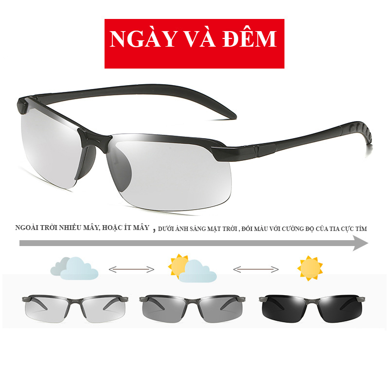 Kính râm nhìn đêm nam M05M kính râm thay đổi màu sắc cảm quang lái xe đặc biệt ngày và đêm sử dụng kép phân cực lái xe
