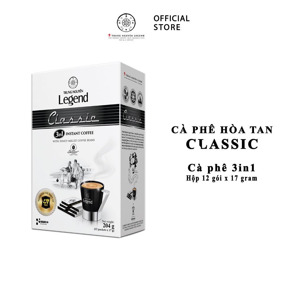Hình ảnh Trung Nguyên Legend - Cà phê hoà tan rang xay 3in1 Classic - Hộp 12 gói x 17gr