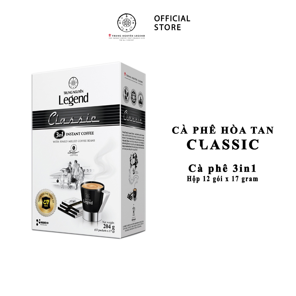 Trung Nguyên Legend - Cà phê hoà tan rang xay 3in1 Classic - Hộp 12 gói x 17gr