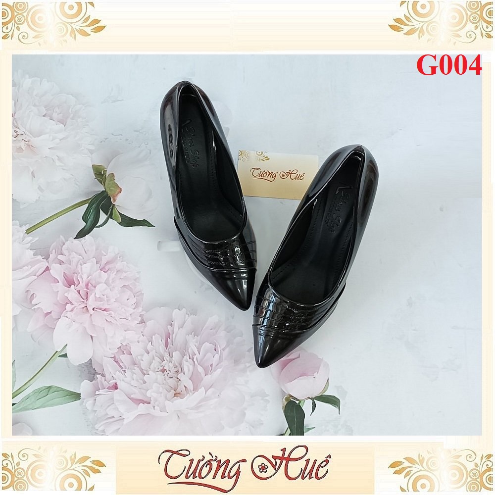 Giày Cao Gót Nữ Da Bóng Mũi Nhọn Gót Trụ Nhỏ Cao 7CM - G004