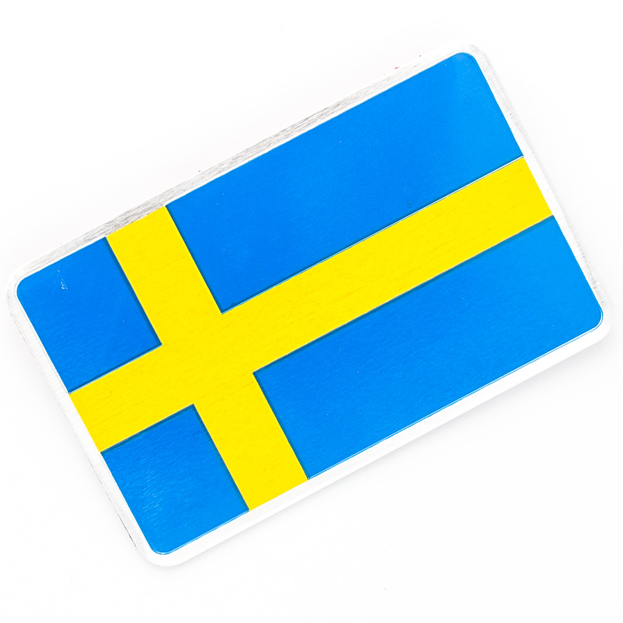 Sticker hình dán metal cờ Thụy Điển Sweden - Miếng lẻ