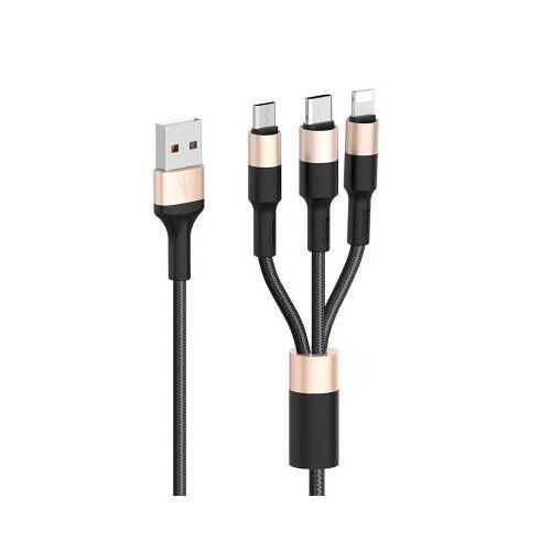 Cáp Sạc Hoco X 26 3 Đầu IPhone - Micro Usb - Type C Dây Dù Chống Đứt Dài 1M