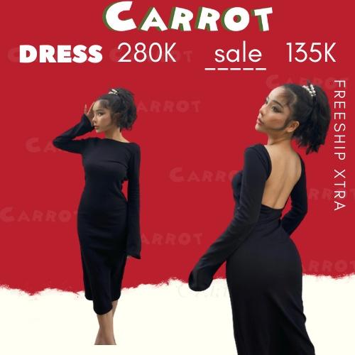 Đầm body sexy tay dài ôm hở lưng chất co giãn váy nữ tôn dáng sáng da chất xịn co giãn tốt carrotxinhdep