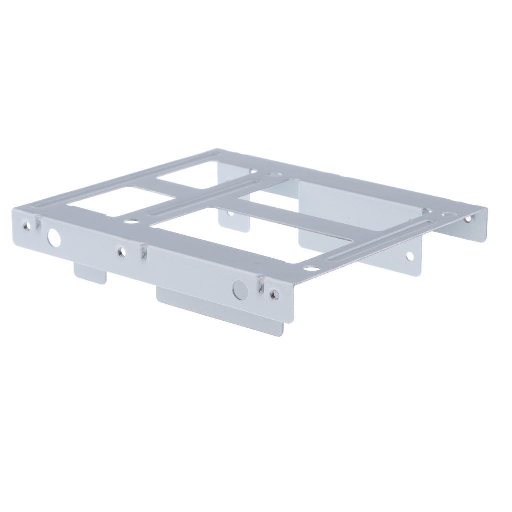 2Pcs 2.5" to 3.5" SSD Adapter Dual HDD SSD,Mounting Bracket Hard Drive White
