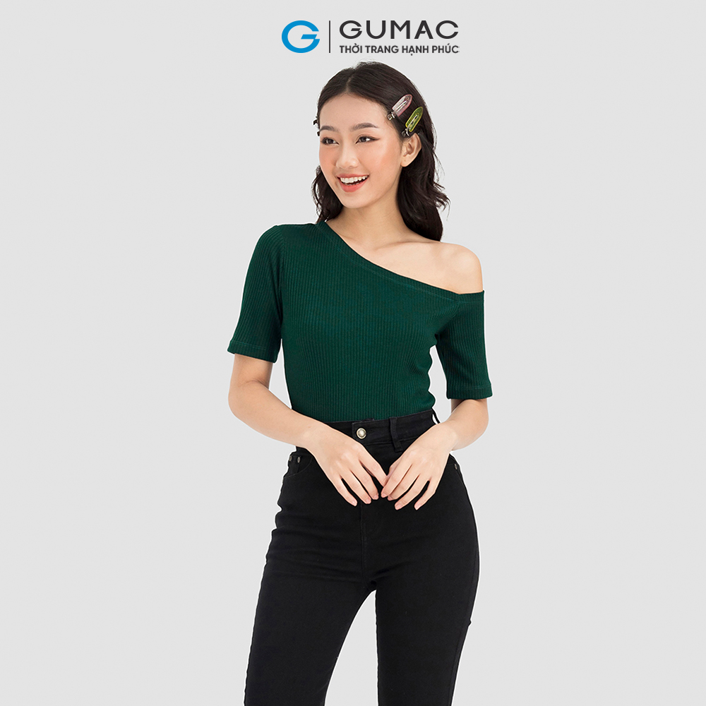 Áo thun nữ GUMAC LAT0816 kiểu slim hở 1 bên vai