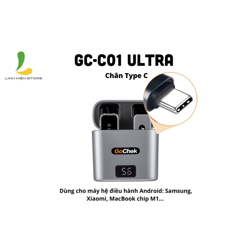 Micro thu âm không dây GoChek C01 Ultra / C01 - Microphone dành cho điện thoại Android cổng cắm Type C - Hàng chính hãng