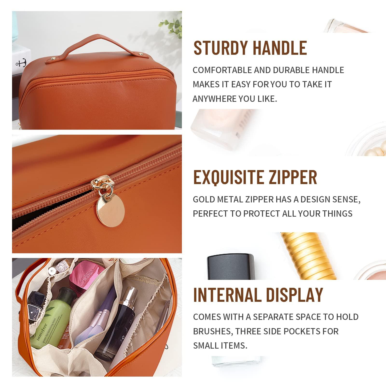 Túi mỹ phẩm công suất lớn Túi trang điểm di động Túi trang điểm không thấm nước đa chức năng Mùa thu Bút chì Túi trang điểm với khóa kéo bằng vàng cho phụ nữ