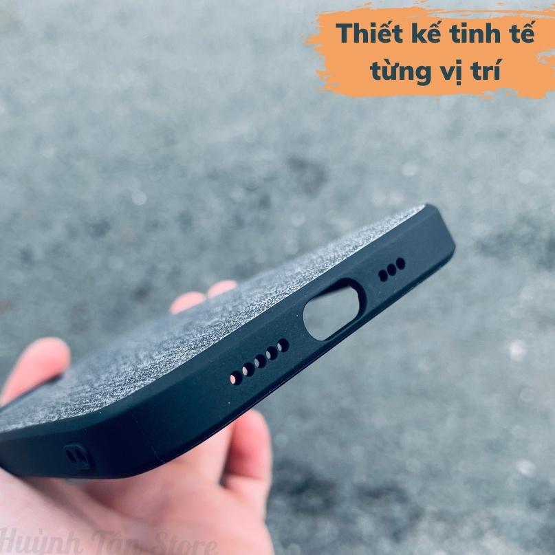 Ốp lưng ip 13 chống vân tay nhựa cứng viền đen giả vải JEAN 1 màu phụ kiện huỳnh tân store