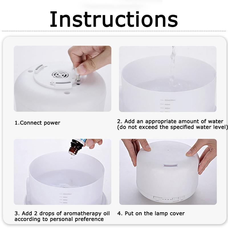 500ML/1000ML Máy Tạo Độ Ẩm Không Khí Điện Máy Khuếch Tán Tắt Tiếng Siêu Âm Thanh Mát Phun Sương Tạo Hộ Gia Đình LED Đèn Tinh Dầu máy Khuếch Tán Tinh Dầu