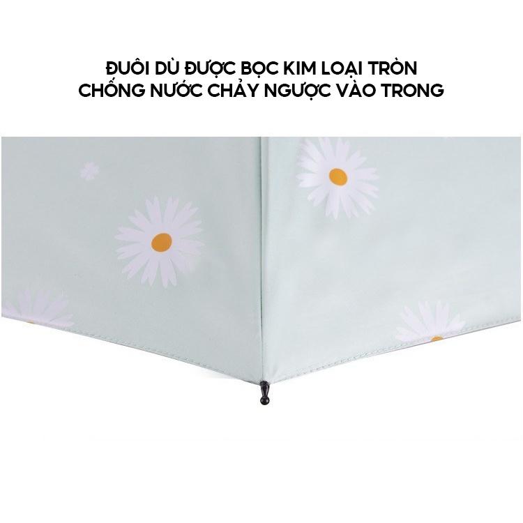 Ô Dù 8 Xương Tráng Nhựa Đen Chống Nắng Chống Tia Uv In Hoạ Tiết Nhỏ