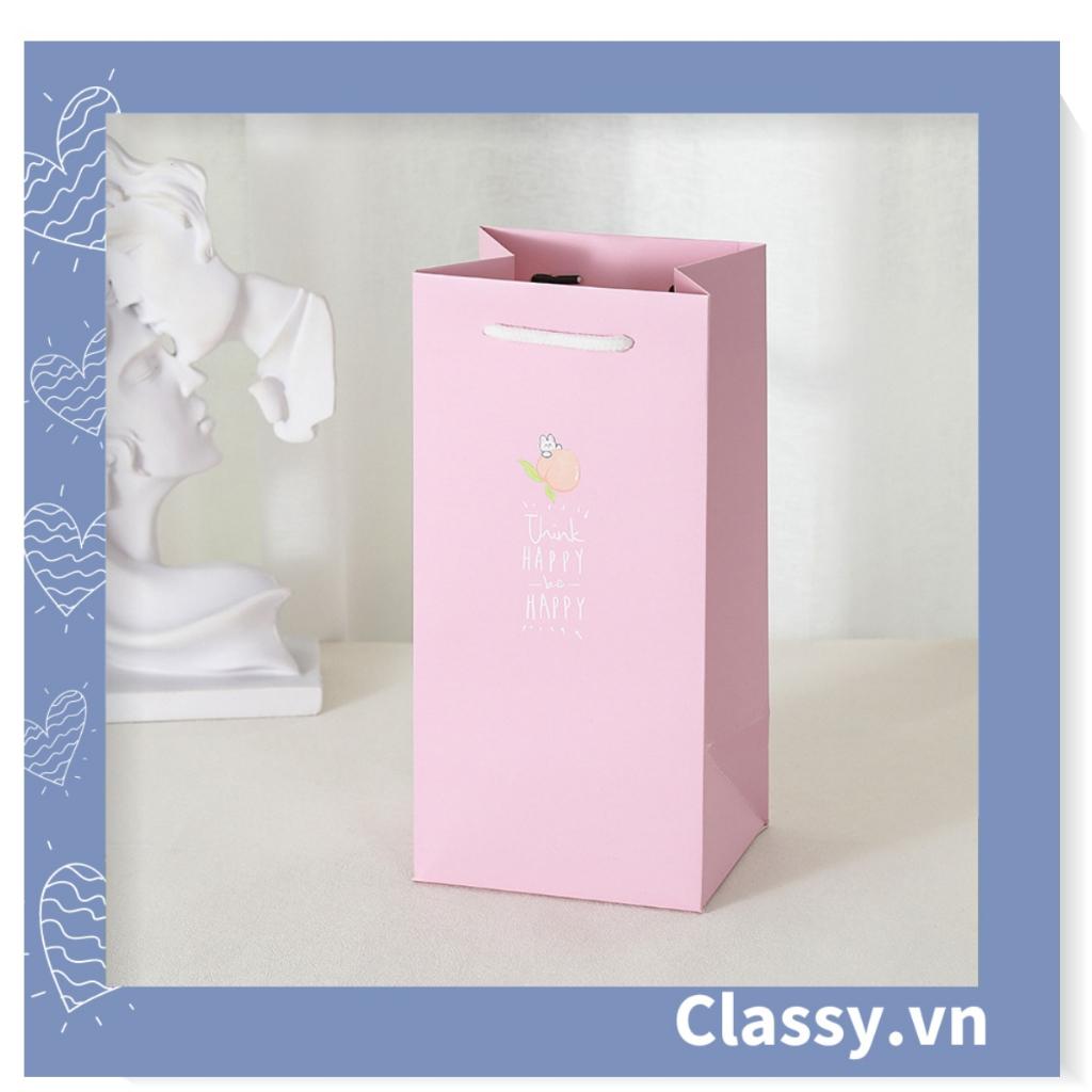 Túi giấy Classy đựng quà size nhỏ 24,5 * 12,5 * 9,5cm họa tiết mèo thỏ voi gấu và trái cây cực xinh Q975