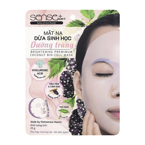 Mặt Nạ Sinh Học Cao Cấp Coconut Bio-Cell Sense Plus Dưỡng Trắng 25g/ gói