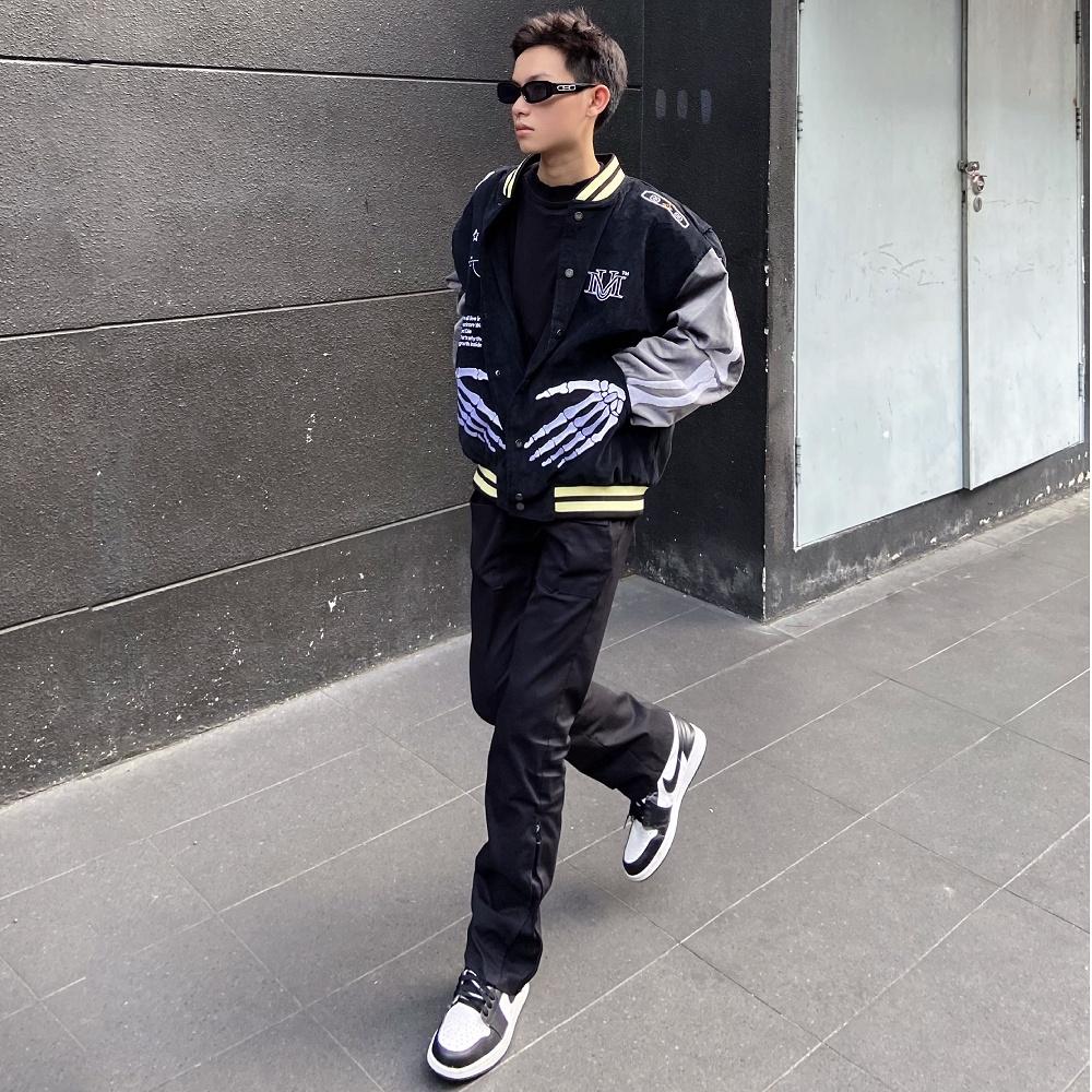 ÁO KHOÁC SKELETON VARSITY BLACK/GREY