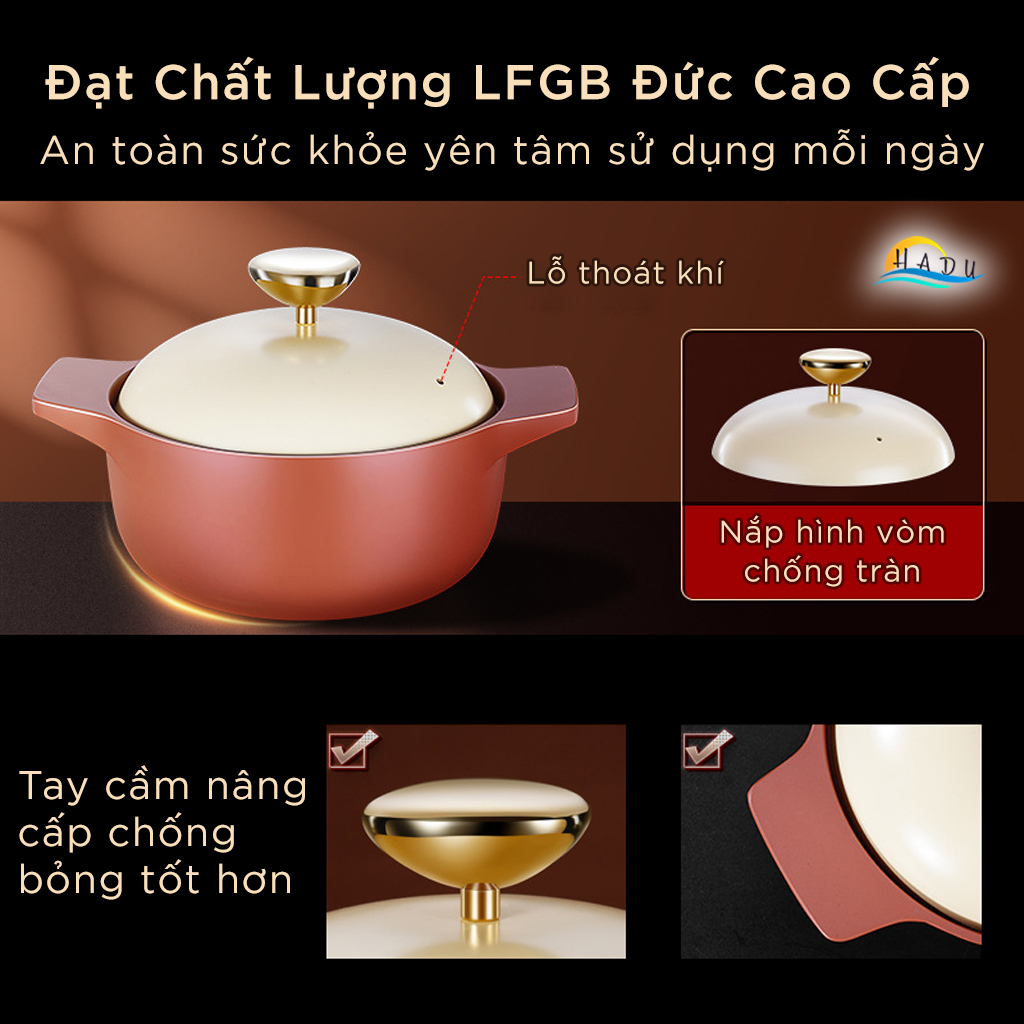 Nồi Đất Bếp Từ Kho Cá Thịt Nấu Mì Cay 22cm Cao Cấp Đạt Chất Lượng LFGB Đức SSGP