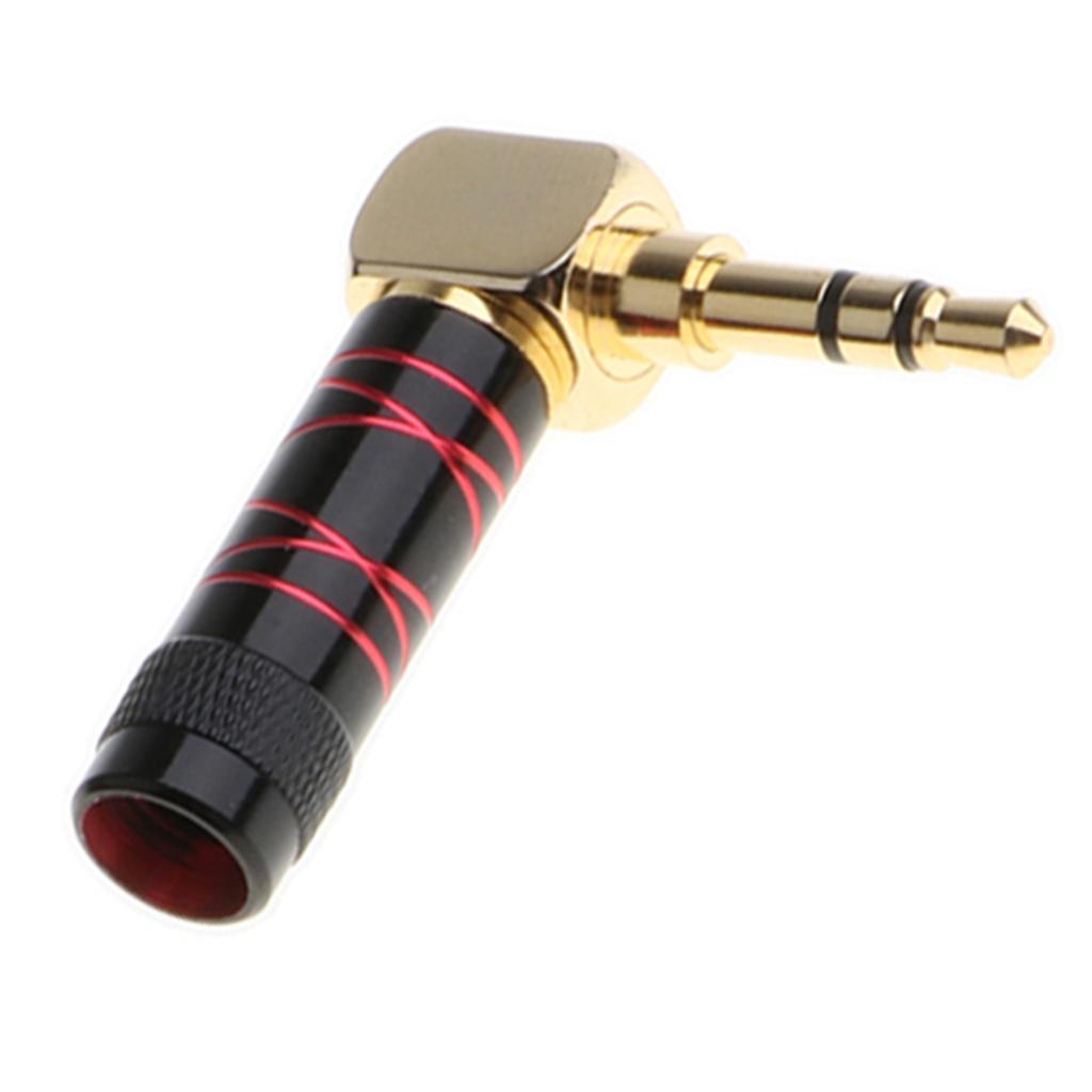2-6pack 3.5mm Right Angle Male Plug Gold Plated Solder Connector for Phone Red