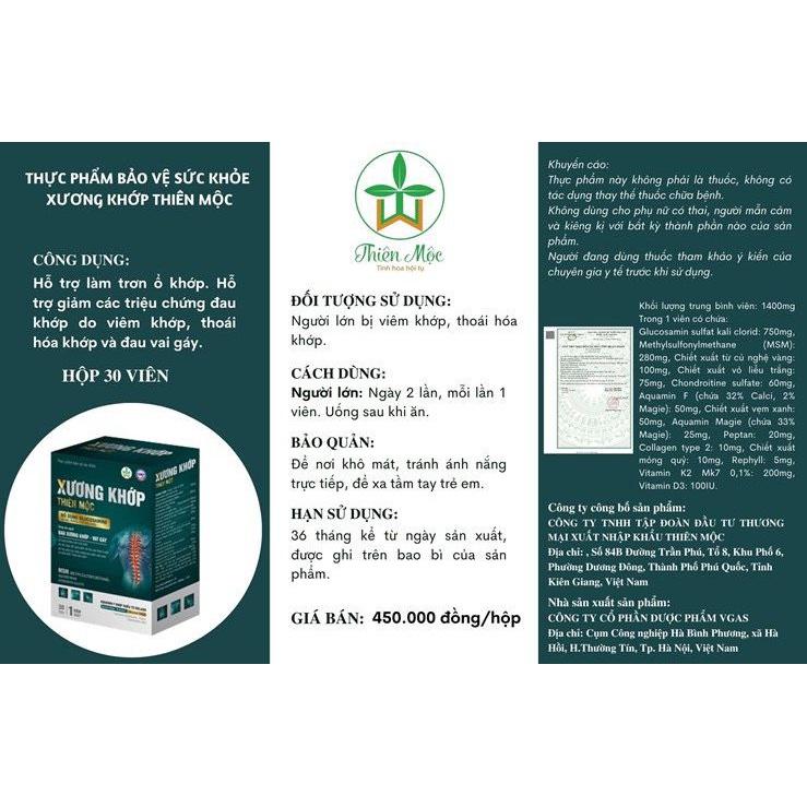 Viên Uống Xương Khớp Thiên Mộc Bổ Sung Glucosamine Giảm Đau Xương Khớp 30 Viên