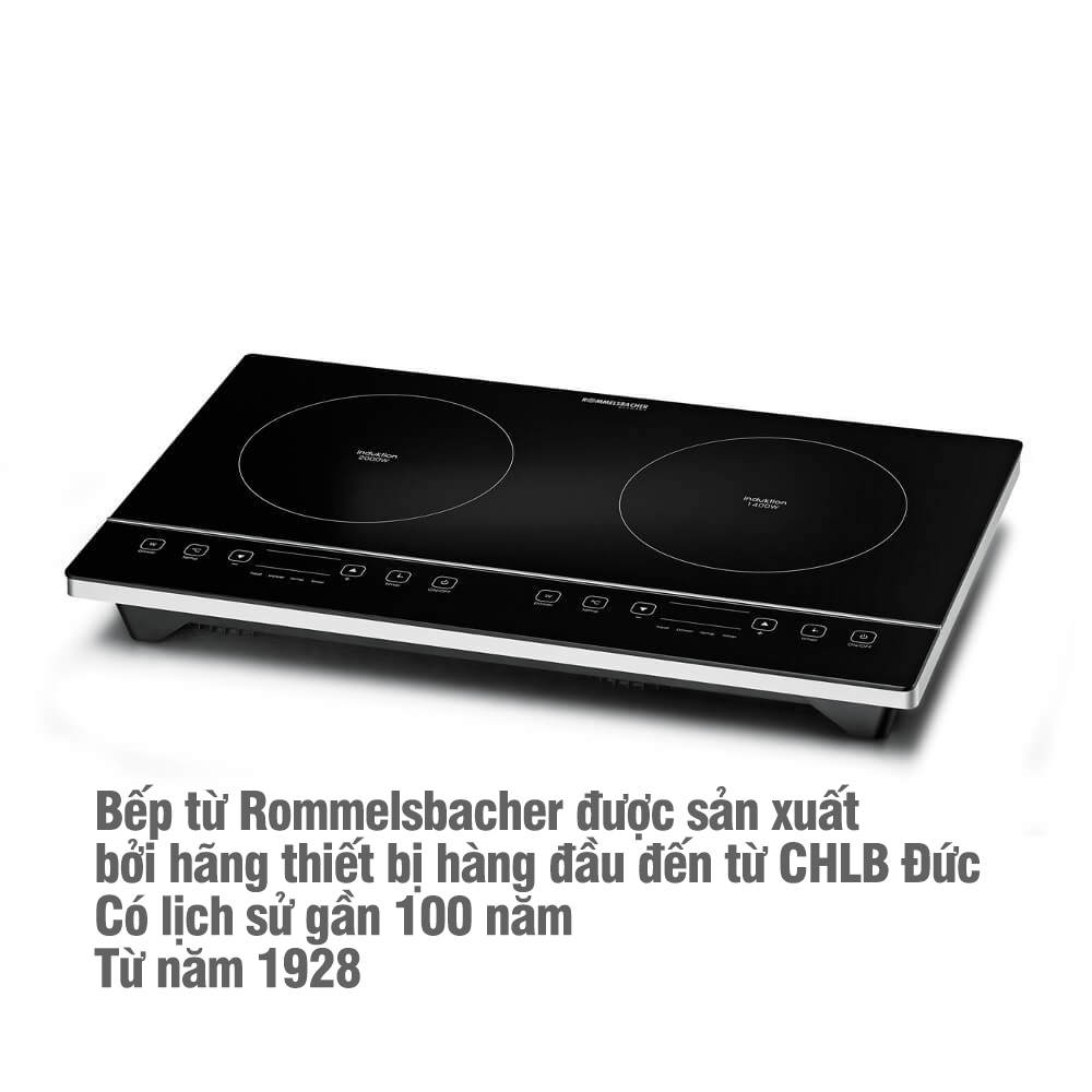 Bếp Từ Dương Rommelsbacher CT3405 và Khung Inox Chuyển Bếp Từ Rommelsbacher dương thành bếp Từ Âm - Hàng Chính Hãng