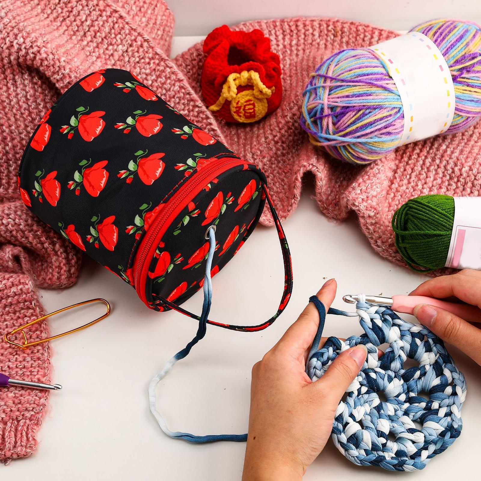 Yarn Case Knitting Bag Zippered Traveling Case Carrying Case Small Organizer