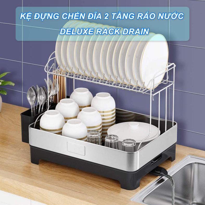 KỆ ĐỰNG CHÉN ĐĨA 2 TẦNG RÁO NƯỚC DELUXE RACK DRAIN - Home and Garden