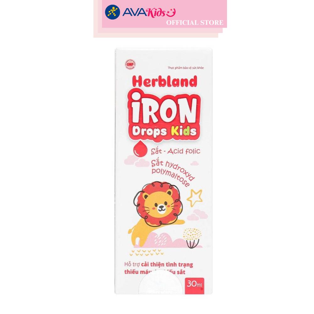 Siro Herbland Iron Drops Kids hỗ trợ cải thiện thiếu máu do thiếu sắt 30 ml (từ 6 tháng)