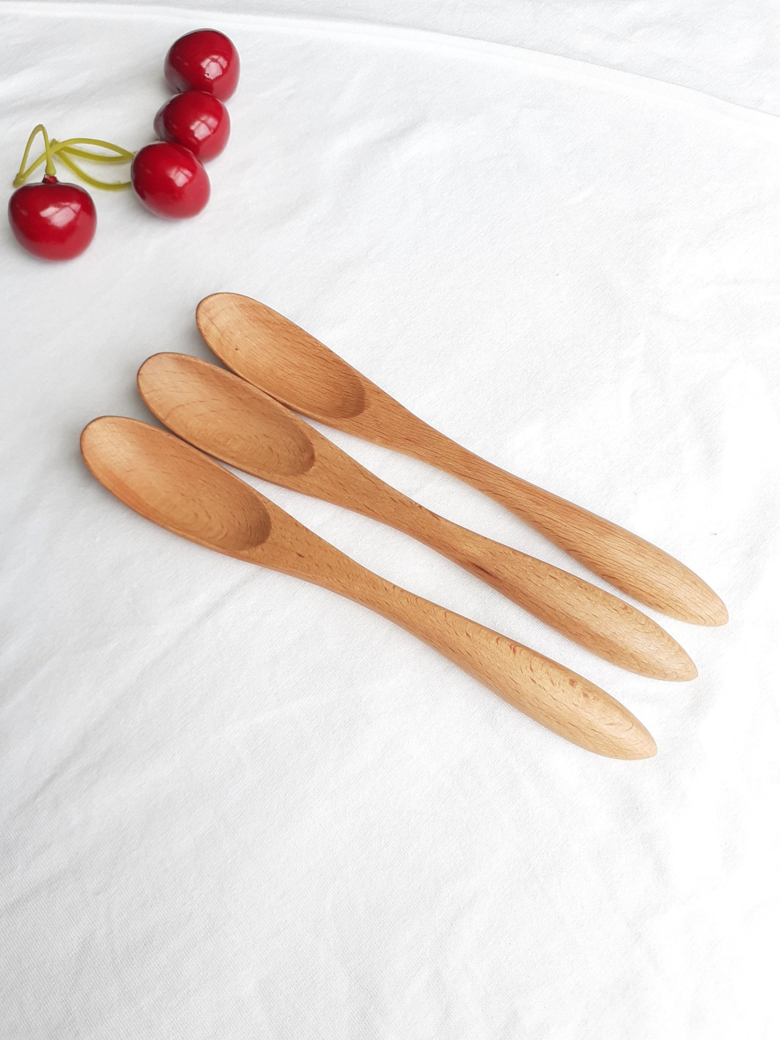 Bộ 6 thìa muỗng cà phê, sinh tố GỖ ĐÀO nhỏ màu sáng 15cmx2cm