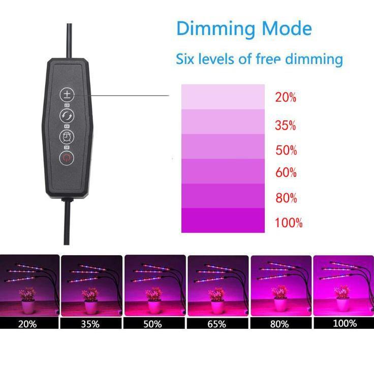 LED trồng cây 30W kẹp chân 3 nhánh hẹn giờ USB