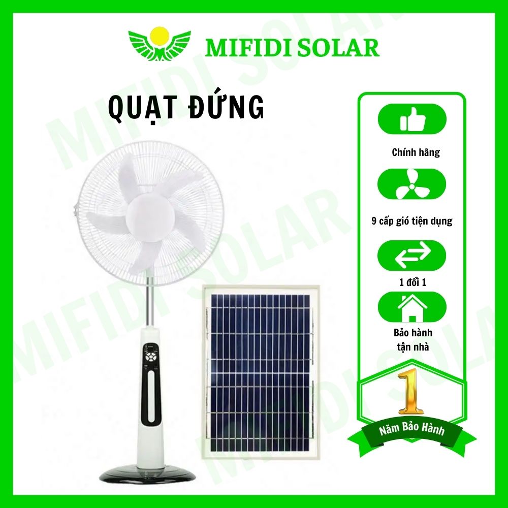 Quạt Đứng Năng Lượng Mặt Trời MIFIDI Size To Có Remote Dòng KL300A Siêu Cao Cấp Dùng Ắc Quy Tích Điện Độc Nhất