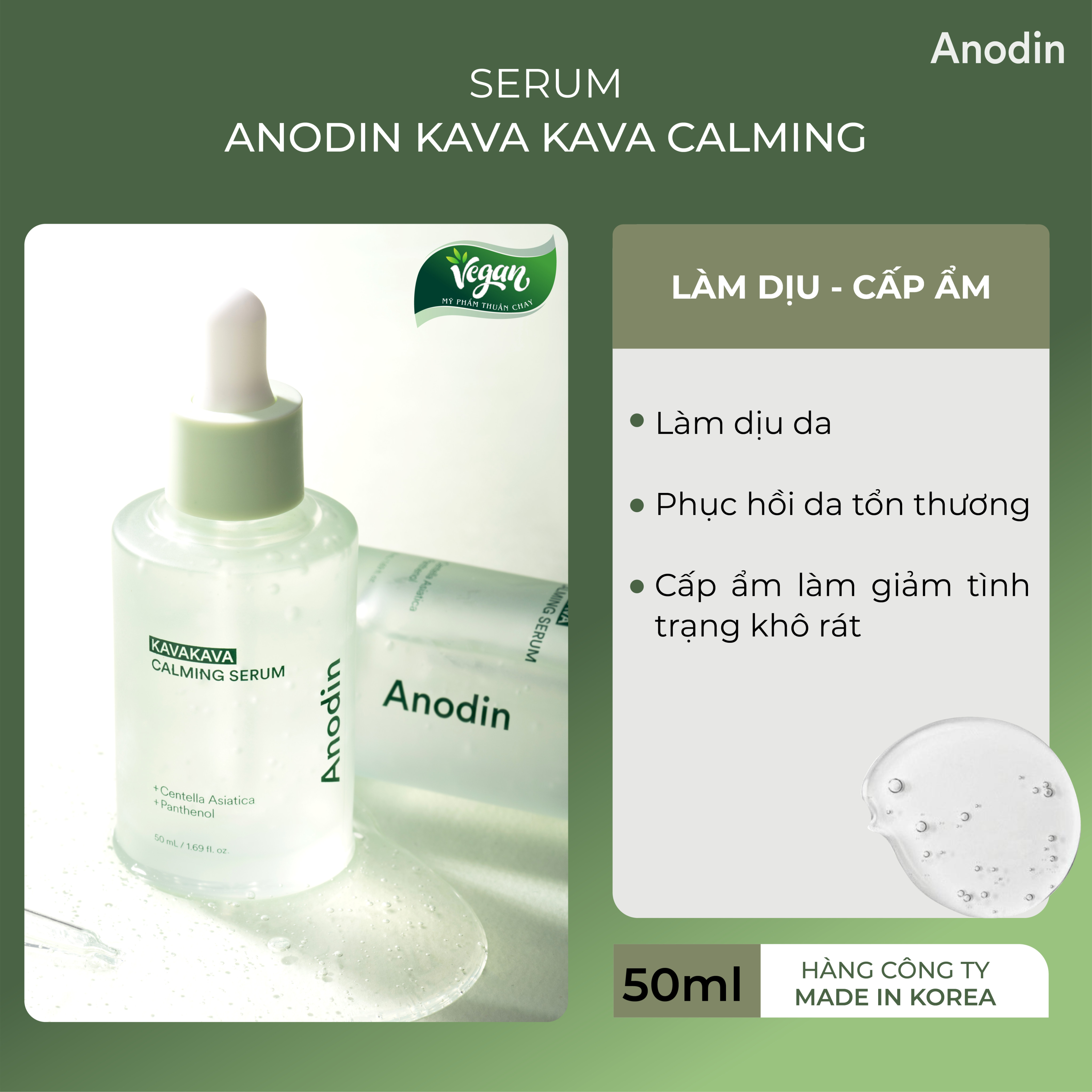 Serum siêu cấp ẩm và phục hồi da Kava Kaka Calming Anodin 50ml - Hàn Quốc Chính Hãng