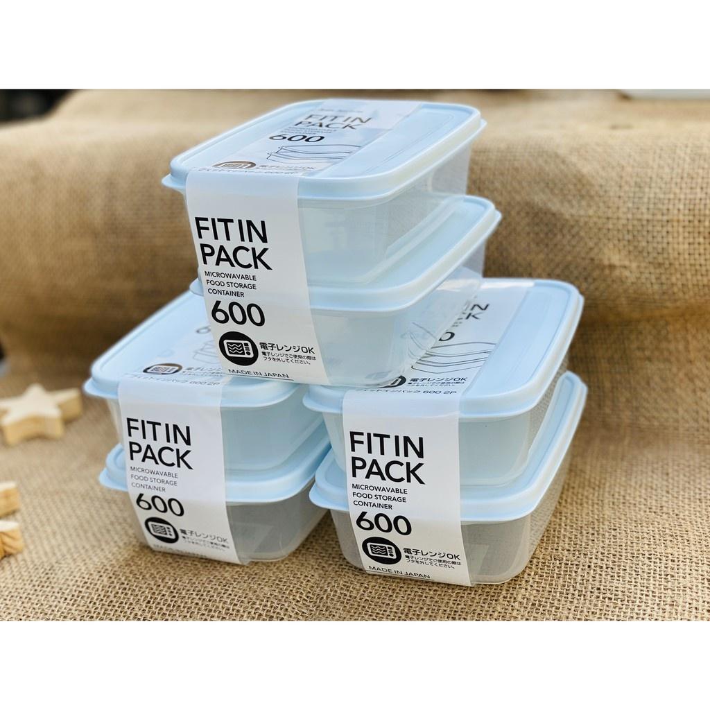Set 2 hộp nhựa đựng thực phẩm Fitin Pack 600ml nắp dẻo NỘI ĐỊA NHẬT BẢN