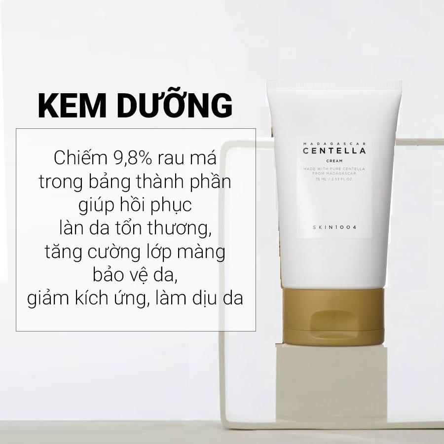 Combo Tinh Chất và Kem Rau Má Làm Dịu Da Mụn, Phục Hồi Da Skin1004 Madagascar Centella Asiatica