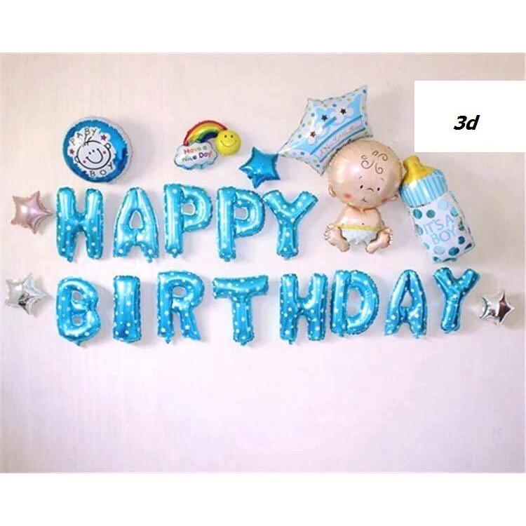 Bộ Bong Bóng Chữ Trang Trí Sinh Nhật Tặng Ống Bơm Loại Lớn và băng dính chuyên dụng
