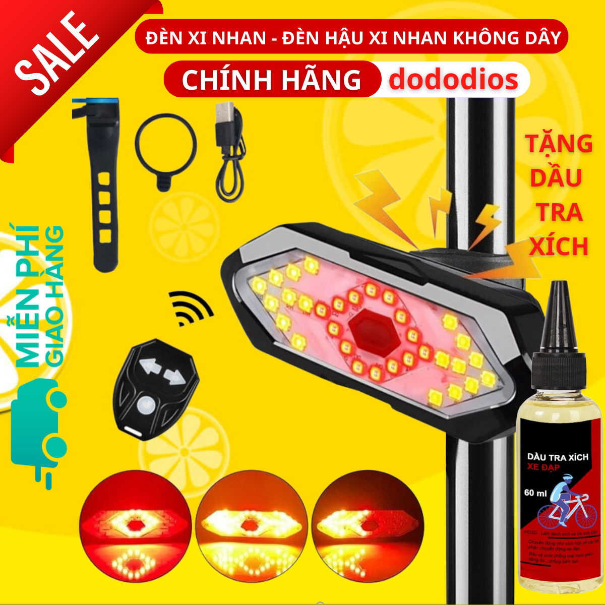 [TẶNG Dầu Tra Xích] Đèn xe đạp thể thao dododios siêu sáng có còi pin sạc usb led T6 chống nước - Hàng chính hãng