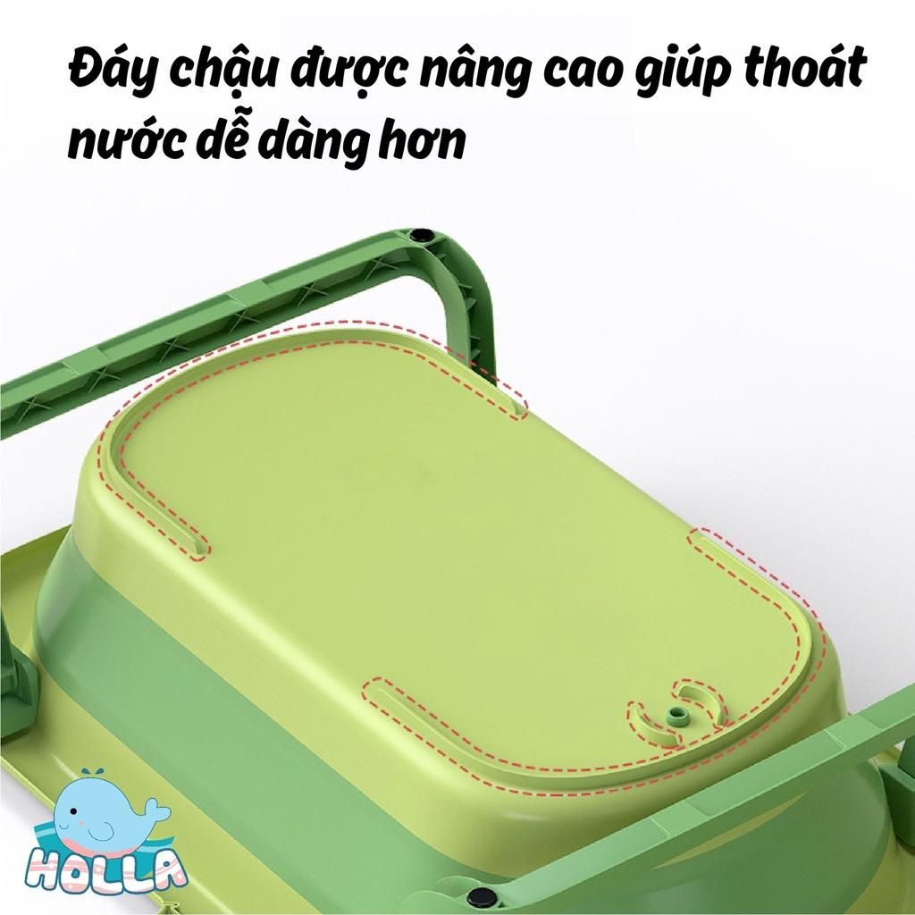 Thau Chậu Tắm Bé Gấp Gọn Hình Cá Sấu Holla