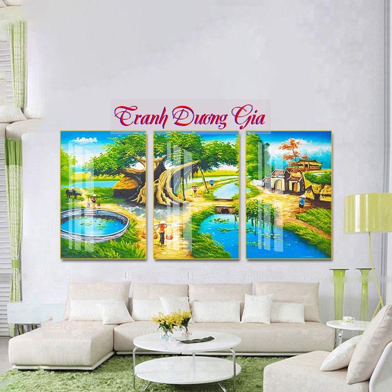 Tranh tráng gương 3D treo phòng khách mẫu đồng quê, nhẹ - bền - đẹp