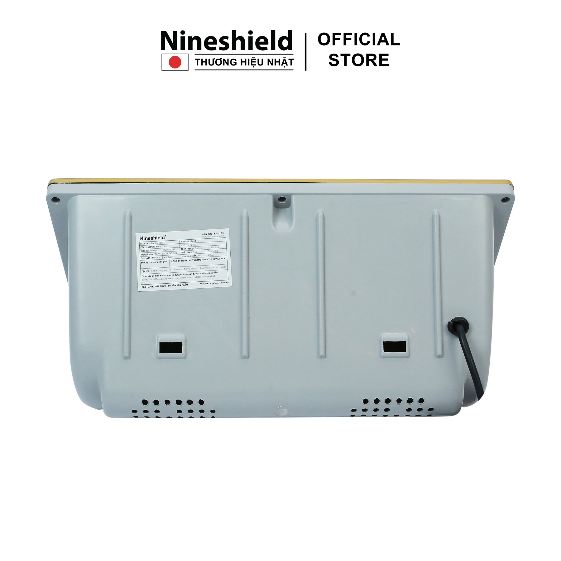 Đèn sưởi nhà tắm 2 bóng hàng chính hãng Nineshield NS042B