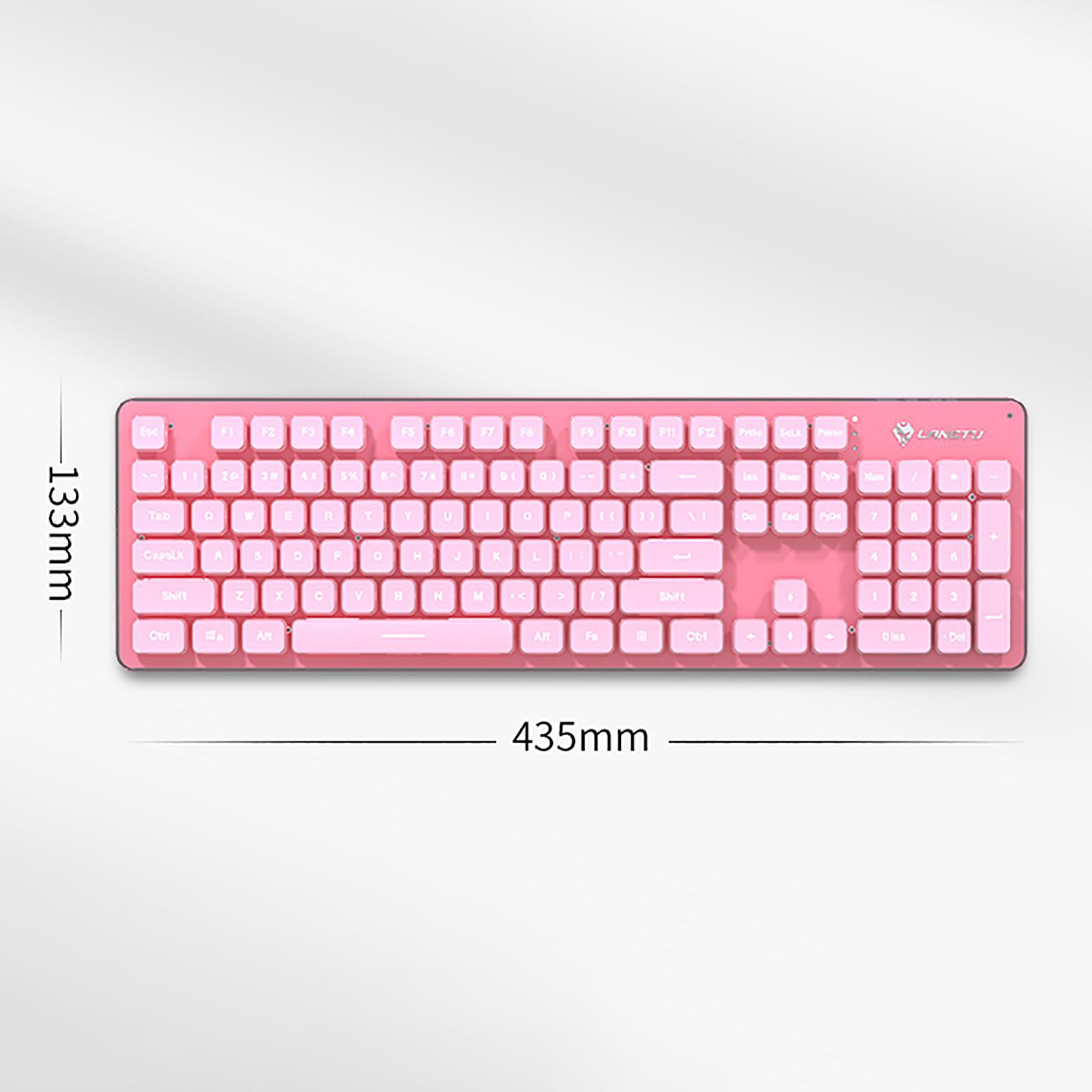 Portable 2.4G Wireless Keyboard Mouse Set 104 Keys USB Charging Pink White