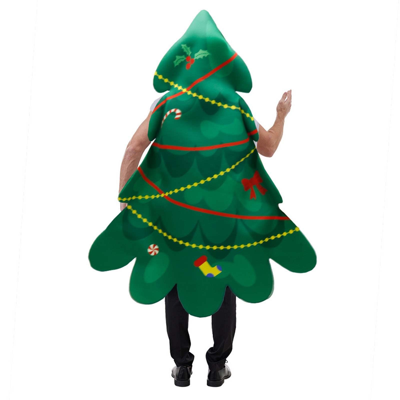 Christmas Tree Costume Funny Fancy Dress Printed Clothing, Stage Performance Costume Party Outfit for Celebration, Show, Gifts, Cosplay Festival