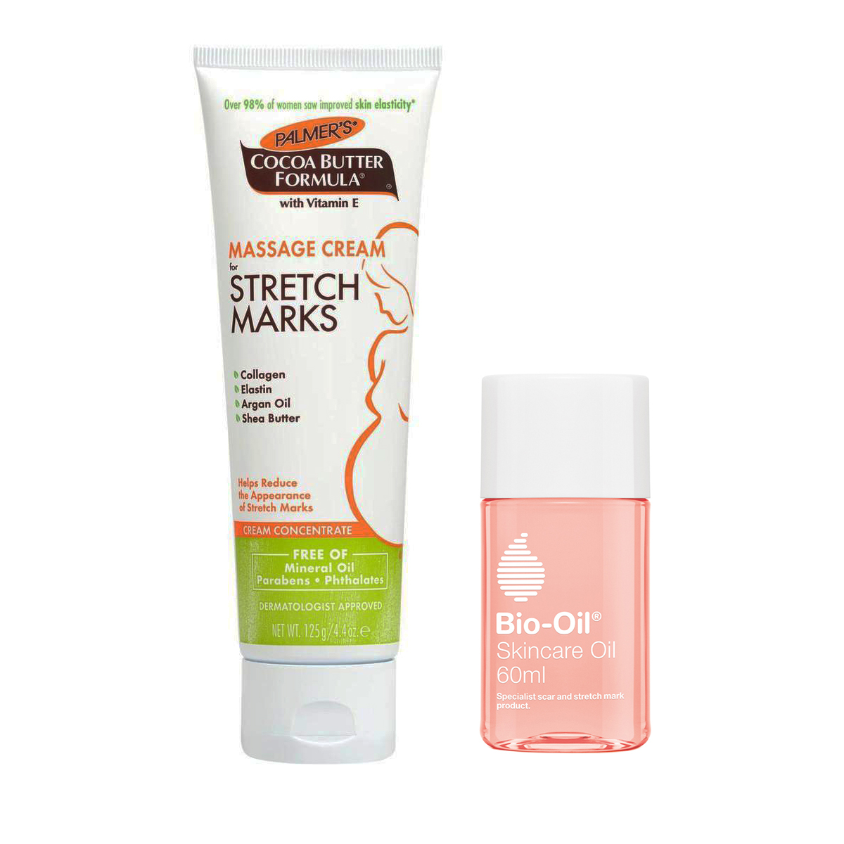 Combo hỗ trợ và ngăn ngừa rạn da Kem Palmer's Massage Cream 125g + Dầu Bio Oil 60ml
