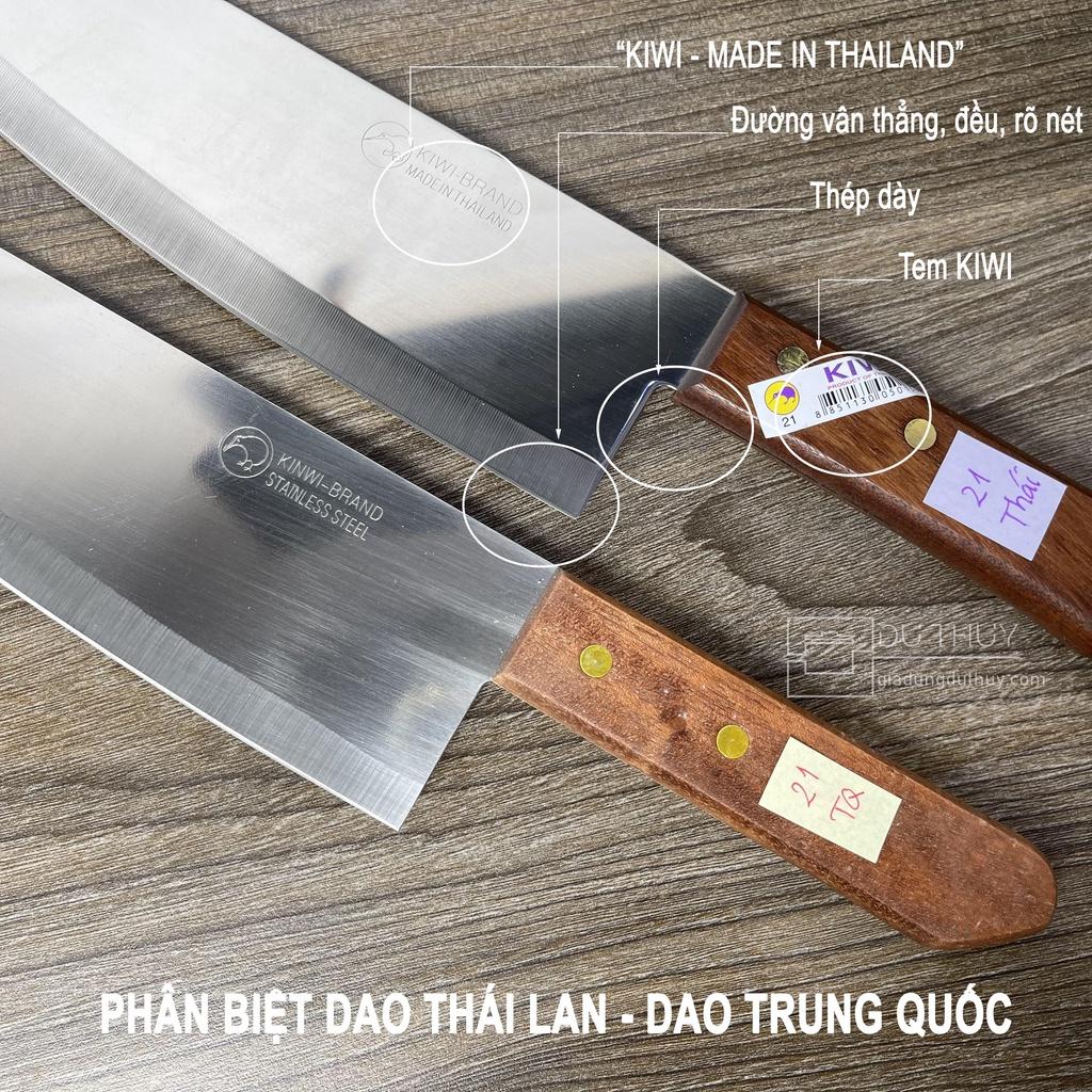 Dao thái thịt làm bếp, gọt hoa quả cán gỗ mũi nhọn, mũi vuông sắc bén, bền đẹp hàng thái lan chính hãng có tem Kiwi