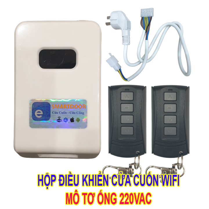 Hộp điều khiển cửa cuốn bằng điện thoại kết nối wifi (mô tơ xích 220VAC)