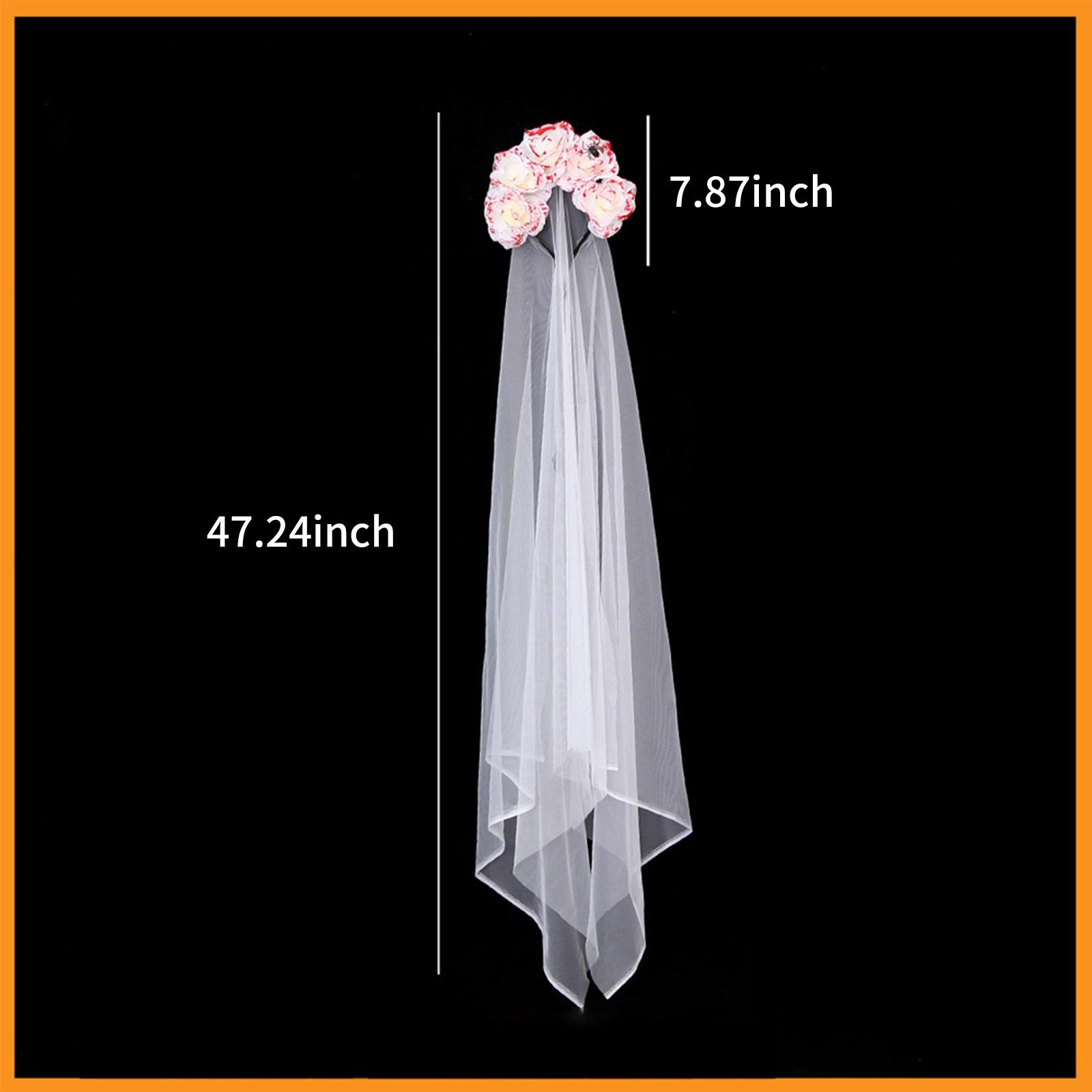 Băng Đô Hóa Trang Halloween Có Màng Che Mặt Gắn Hoa Hồng Trên Đầu