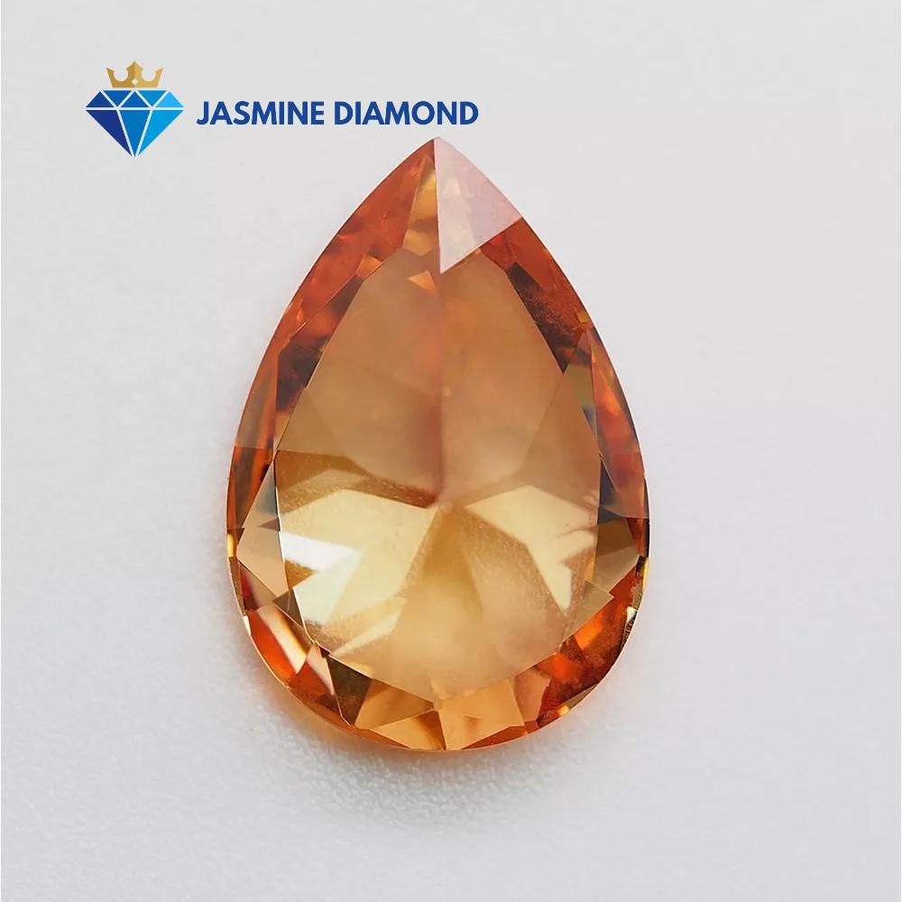 Kim cương nhân tạo Mỹ Moissanite giác cắt Pear Champagne