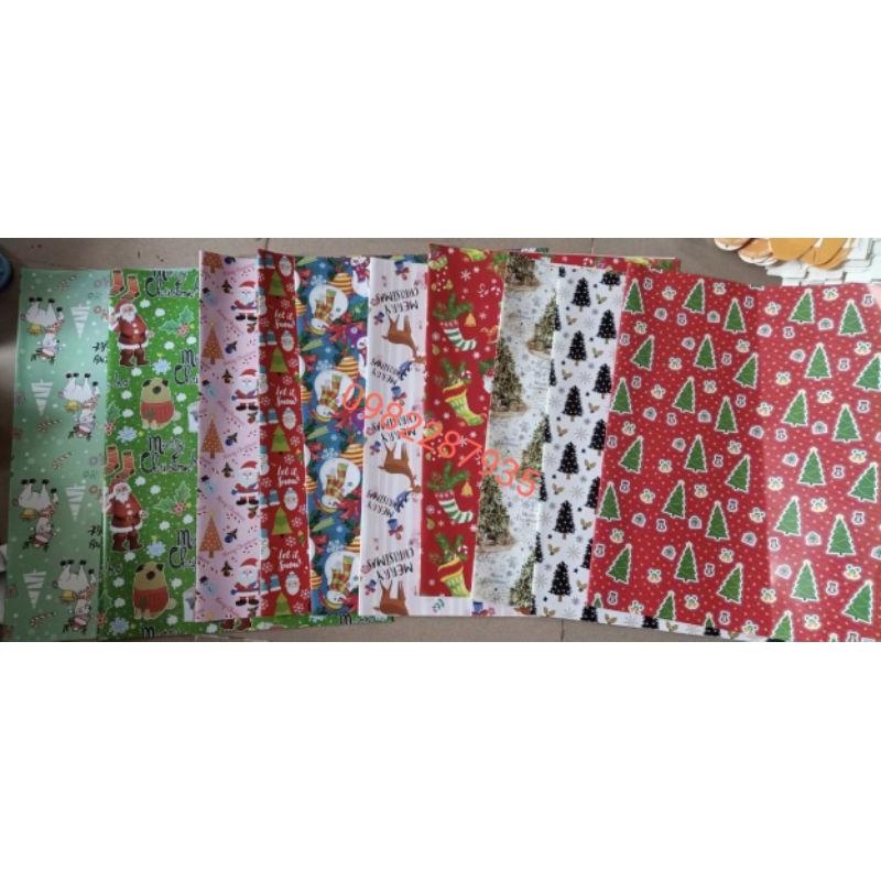 Set 10 tờ giấy gói quà hình bóng dày đẹp, giấy noel