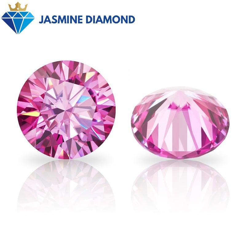Kim cương nhân tạo Mỹ Moissanite giác cắt tròn màu hồng