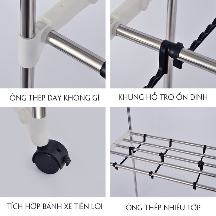 Tủ Sấy Quần Áo 2 Tầng Khung INOX Chắc Chắn Công Suất 1000W - Tủ Quần Áo 2 Tầng Tích Hợp Chức Năng Sấy
